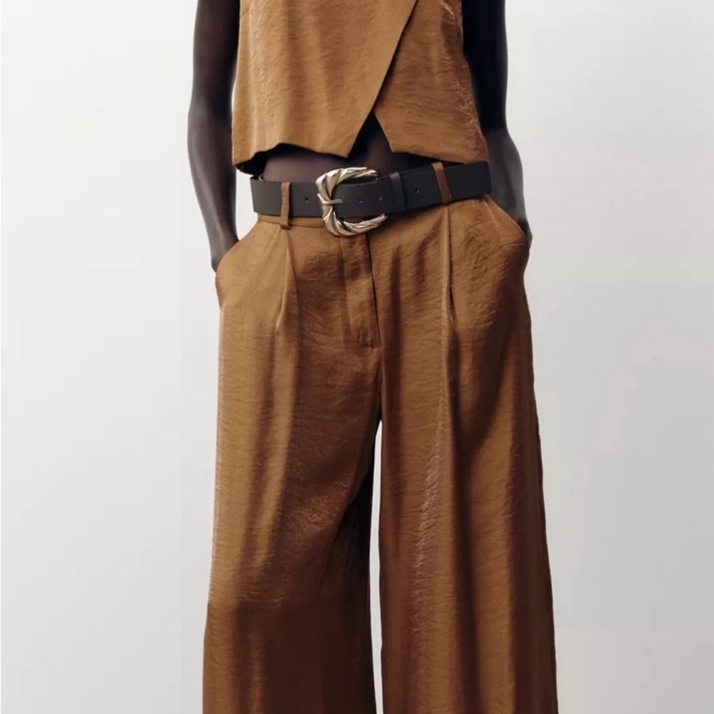 Zara copper Wide-Leg Pants